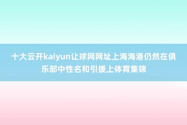 十大云开kaiyun让球网网址上海海港仍然在俱乐部中性名和引援上体育集锦